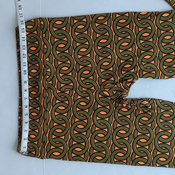 LuLaRoe Chain Pattern Leggings Tall & Curvy Orange Green - Picture 7 of 9